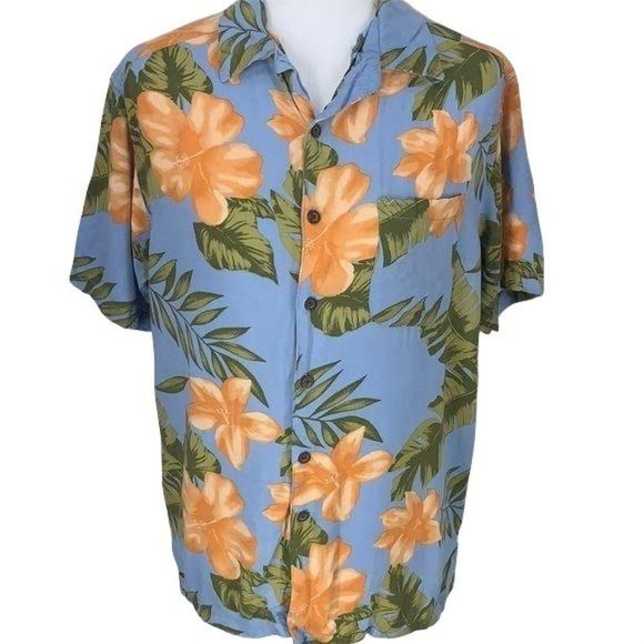 Panama Jack Medium Hawaiian Floral‎ Button Down Shirt - Picture 1 of 8